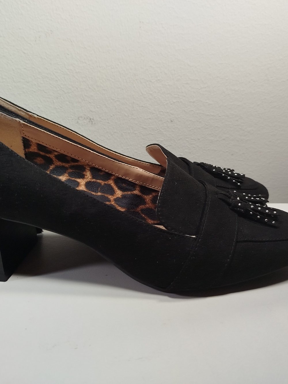 Kelly & Katie Black Tassel Block Heel Loafers